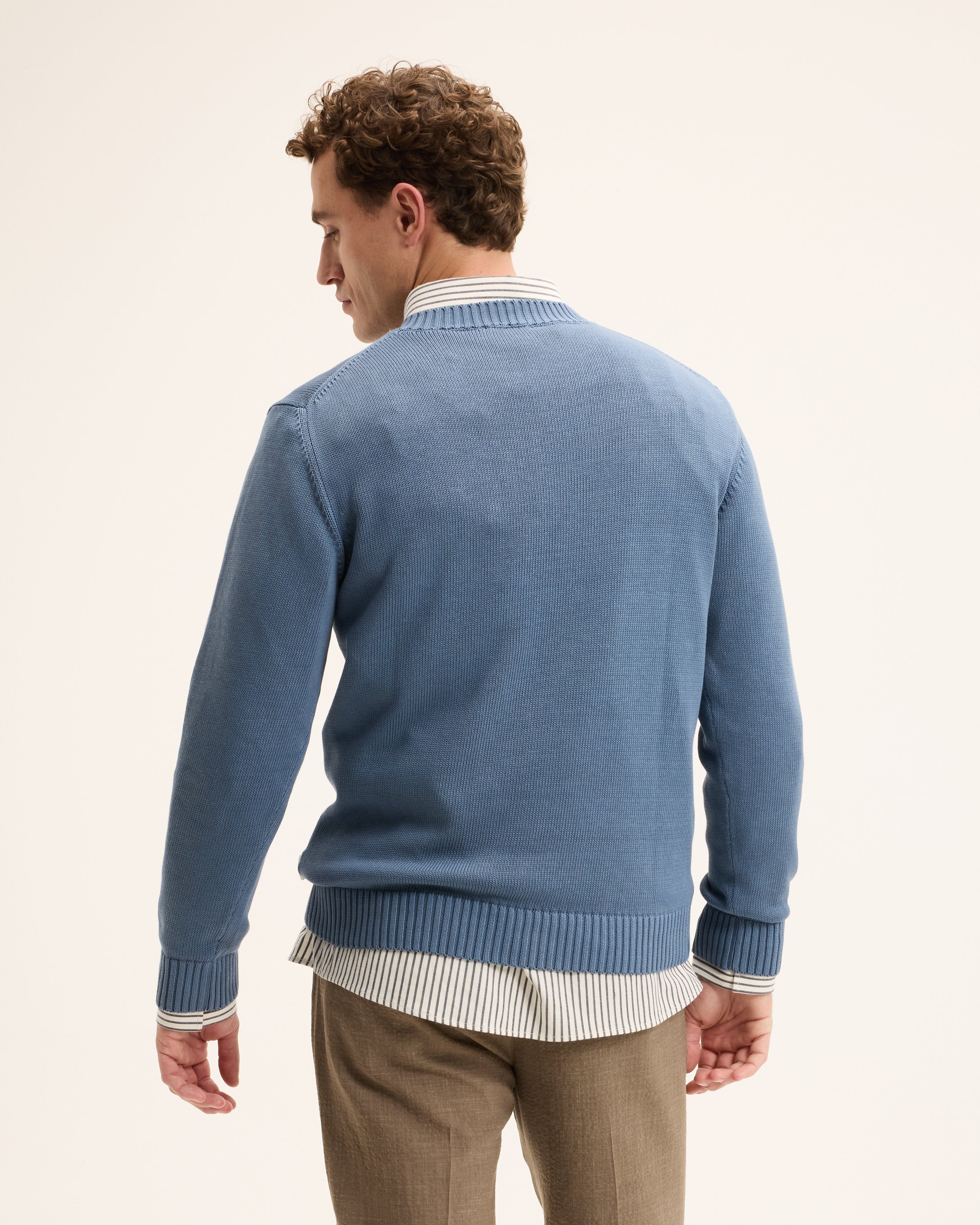 Goodpeople Kid maglione girocollo blu medio cotone