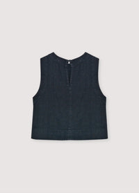 The New Society Melissa Top donna nero lino Midnight Black