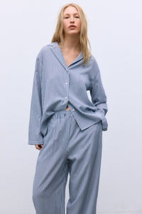 The New Society Alheli pantaloni donna righe blu notte