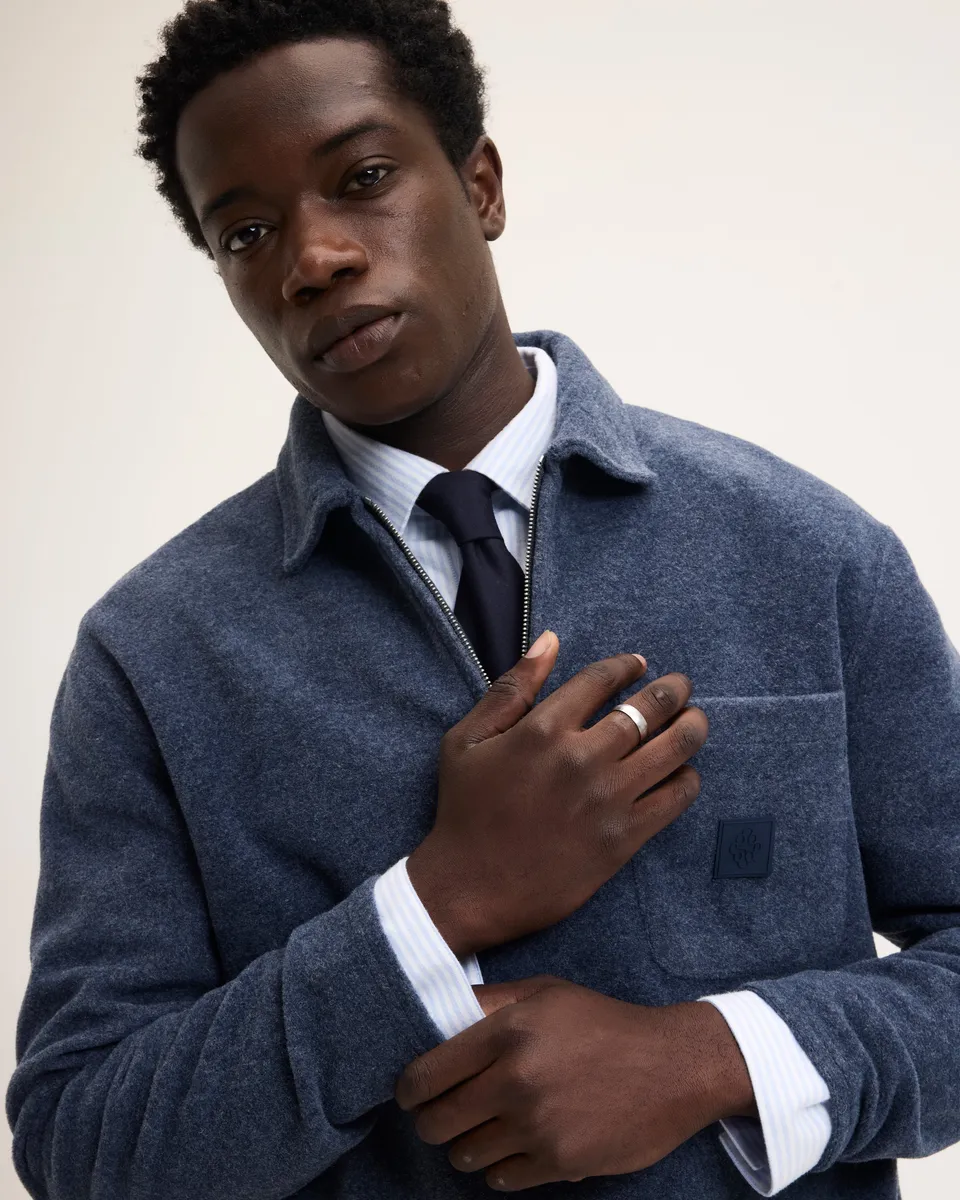 GOODPEOPLE Leo maglione polo zip denim blue