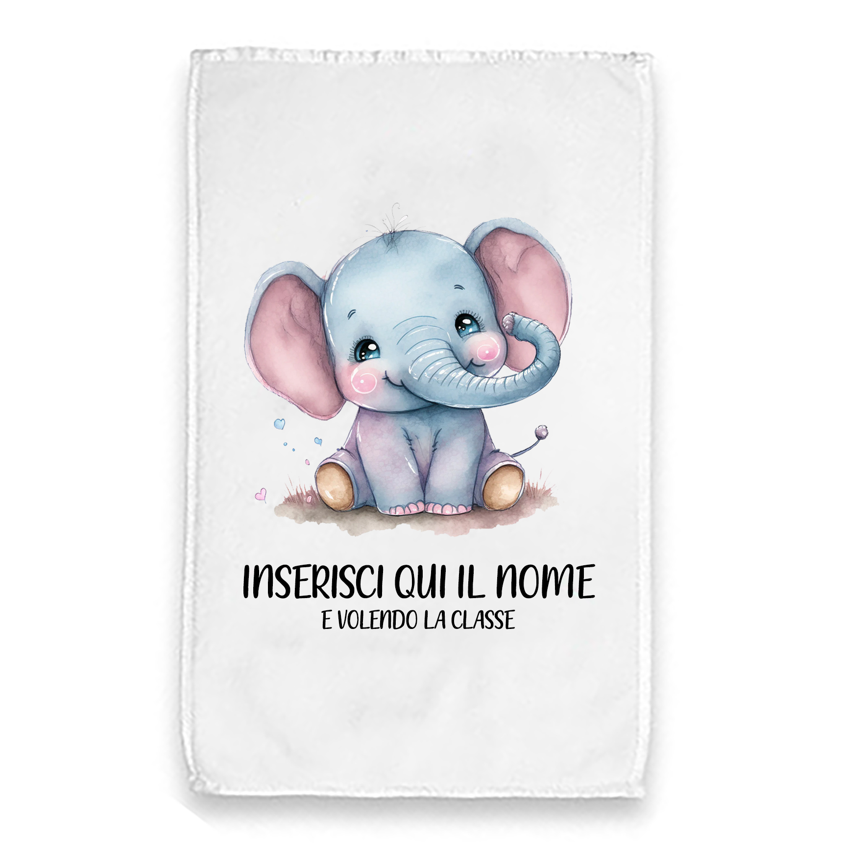 Mr. Gadgets Elefante asciugamano piccolo con nome lavabile