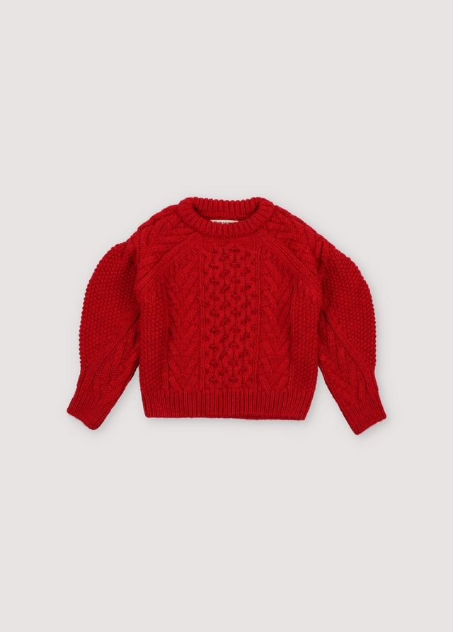The New Society Tibet Maglione Bambina Rosso Collo Rotondo