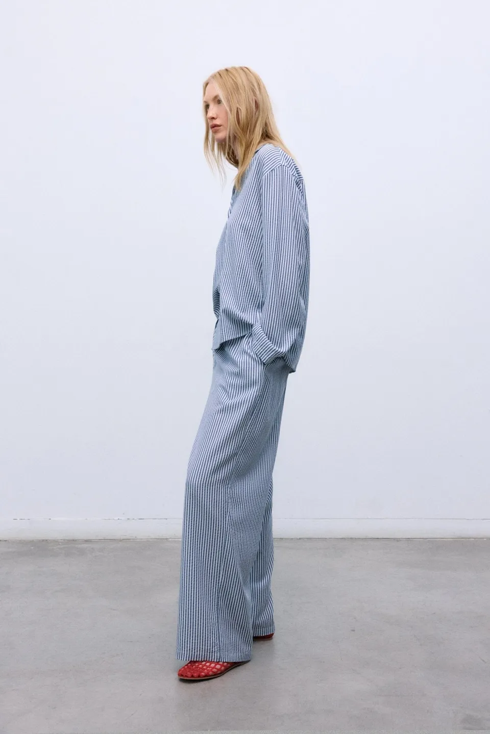The New Society Alheli pantaloni donna righe blu notte