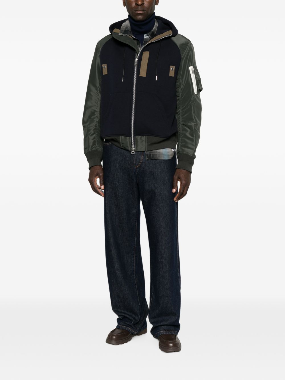 Sacai 26-04136M felpa navy khaki uomo