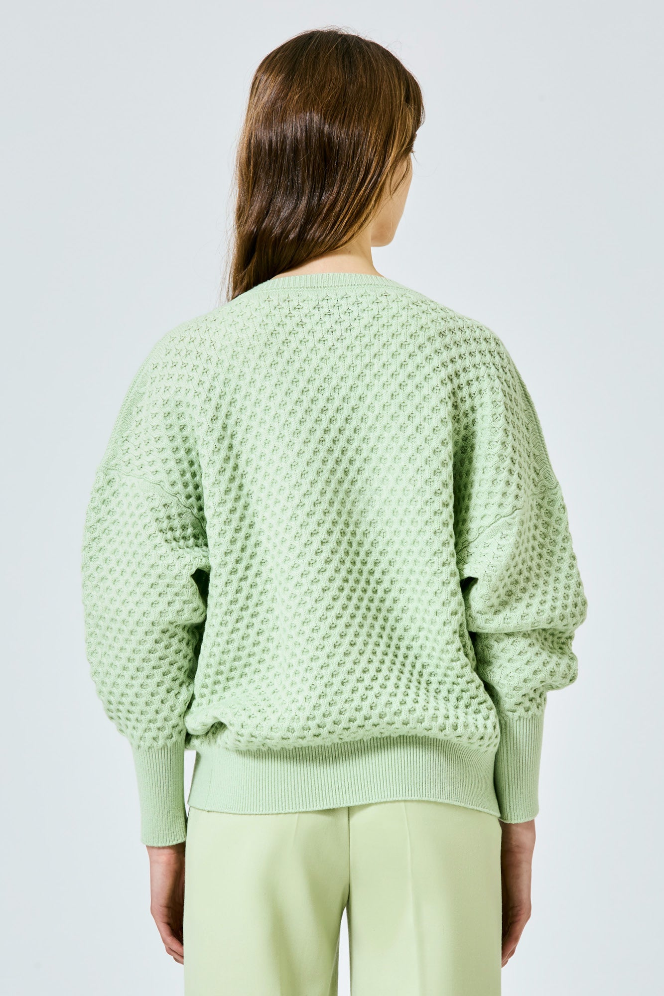 Sa Su Phi maglione scollo V nido d'ape verde cashmere
