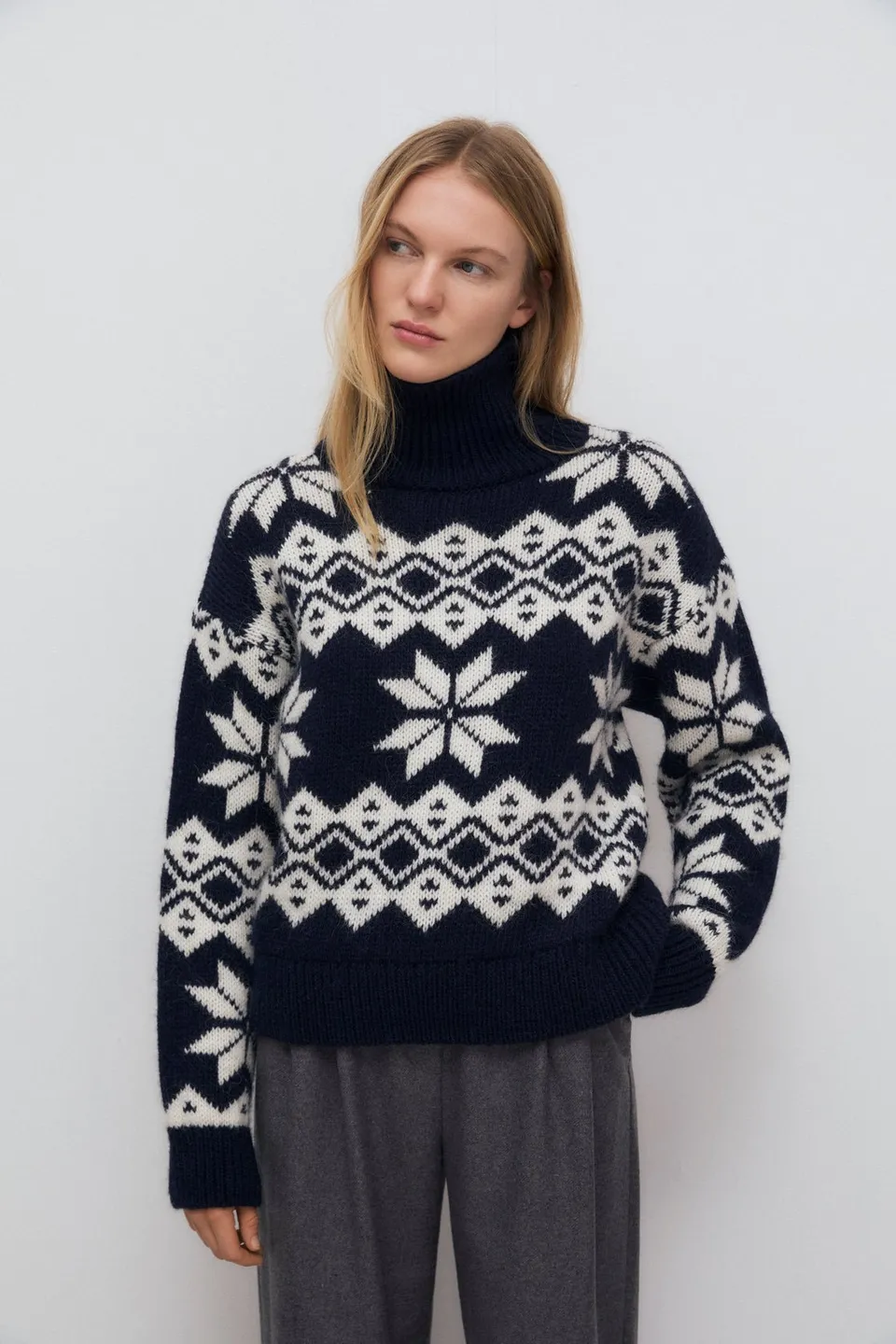 The New Society Neriana Maglione donna navy alpaca