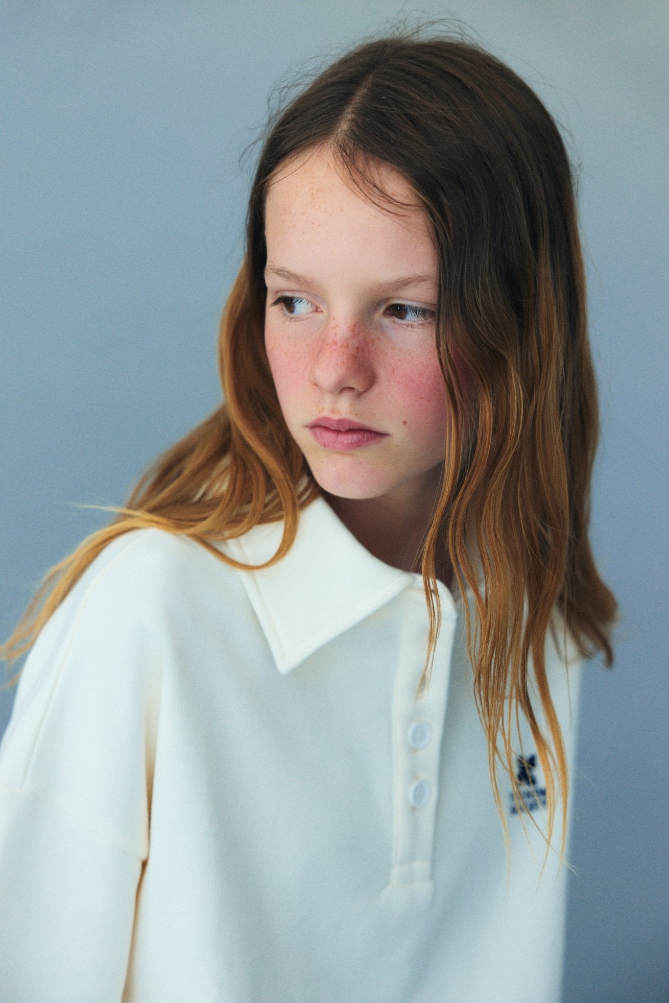 The New Society Logo Teen polo ragazzo ecru cotone