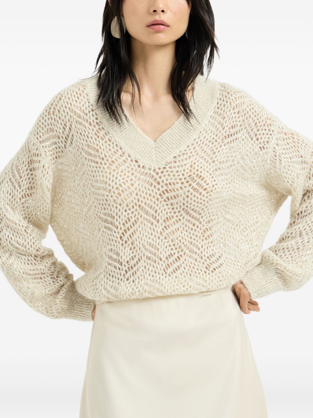 Brunello Cucinelli MRG562502 maglia donna avorio