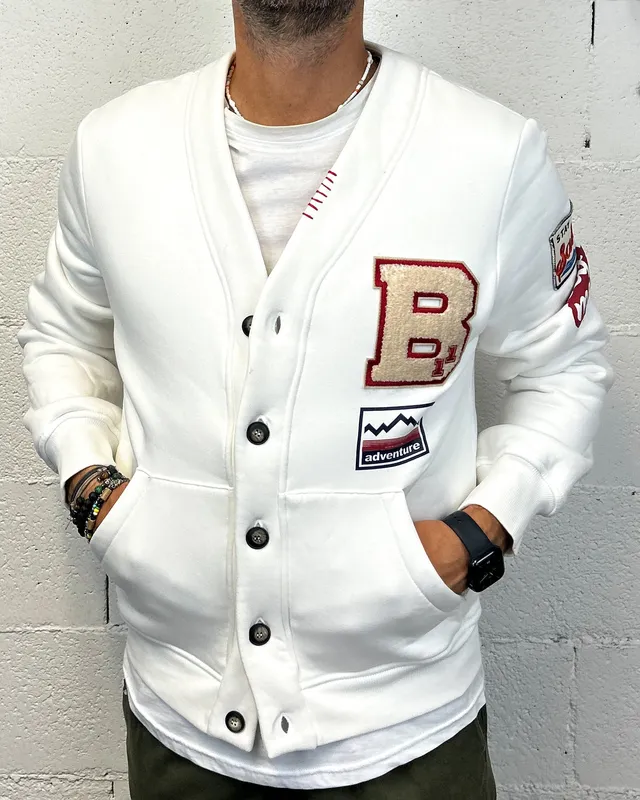 ONLYONE BL11 Patch Cropped felpa off-white
