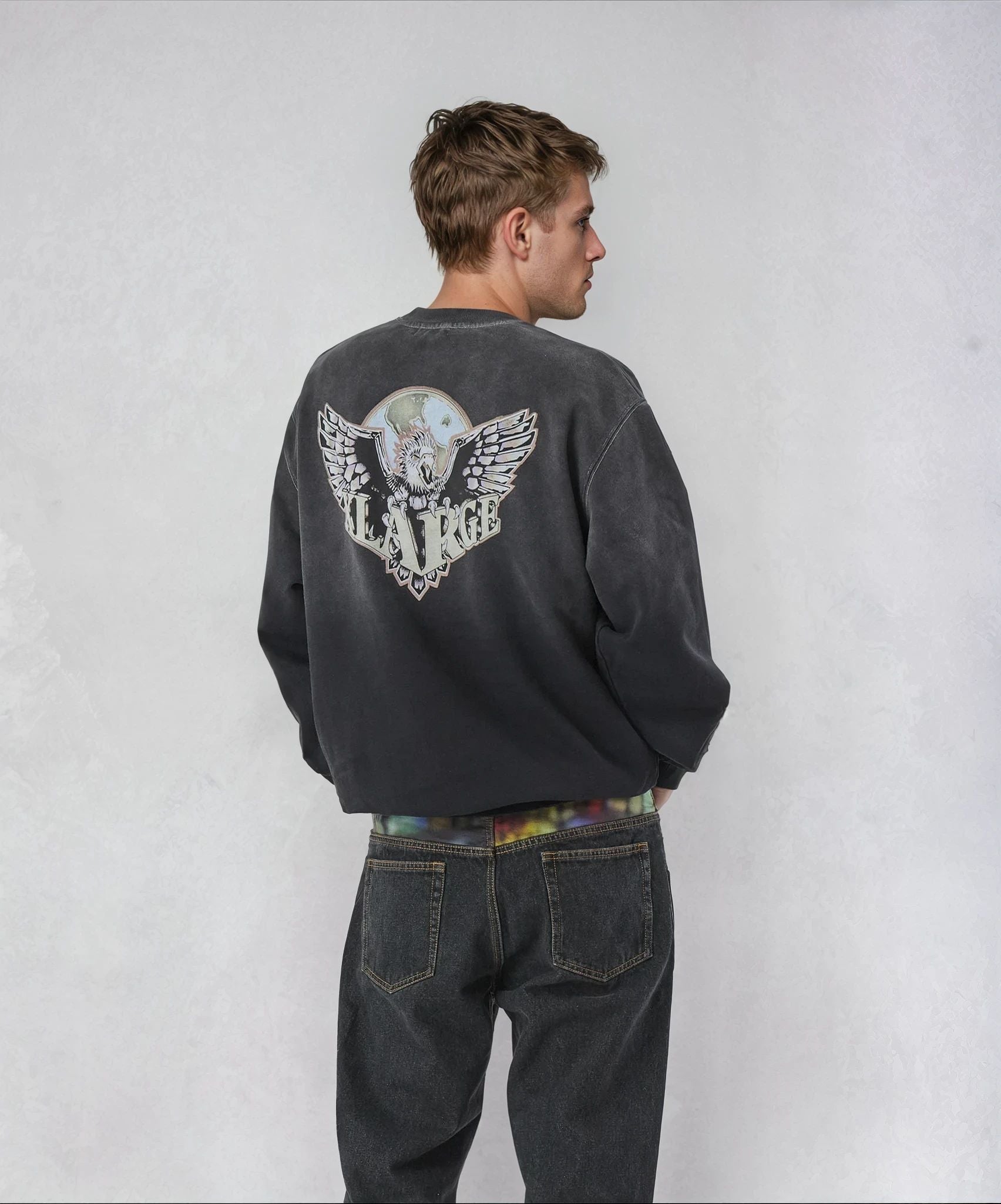 X-Large Eagle Wings felpa girocollo oliva cotone
