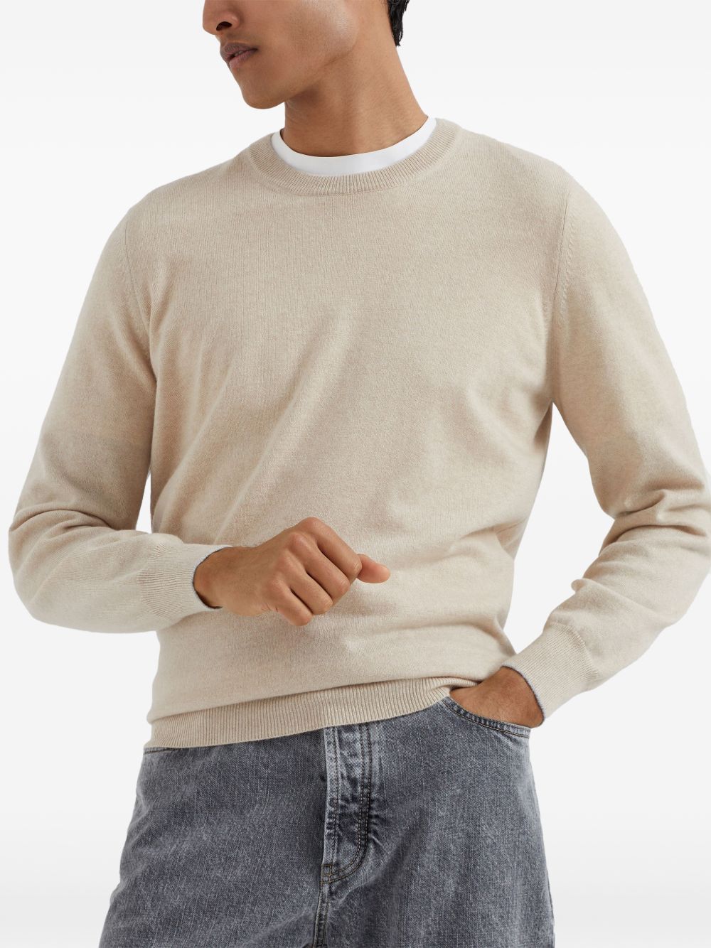 Brunello Cucinelli M2200100 maglia uomo sabbia