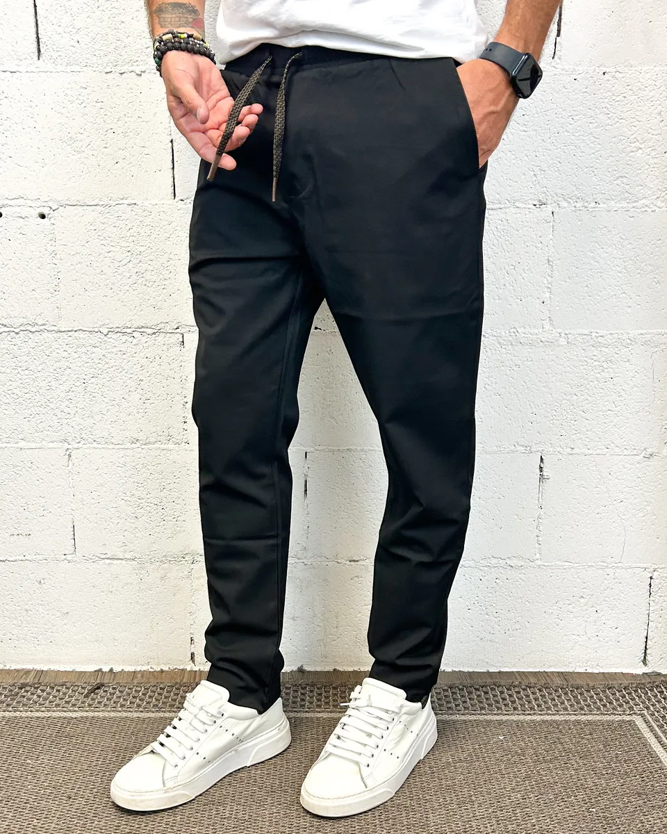 ONLYONE Gianni Lupo Leonard pantalone nero carrot fit