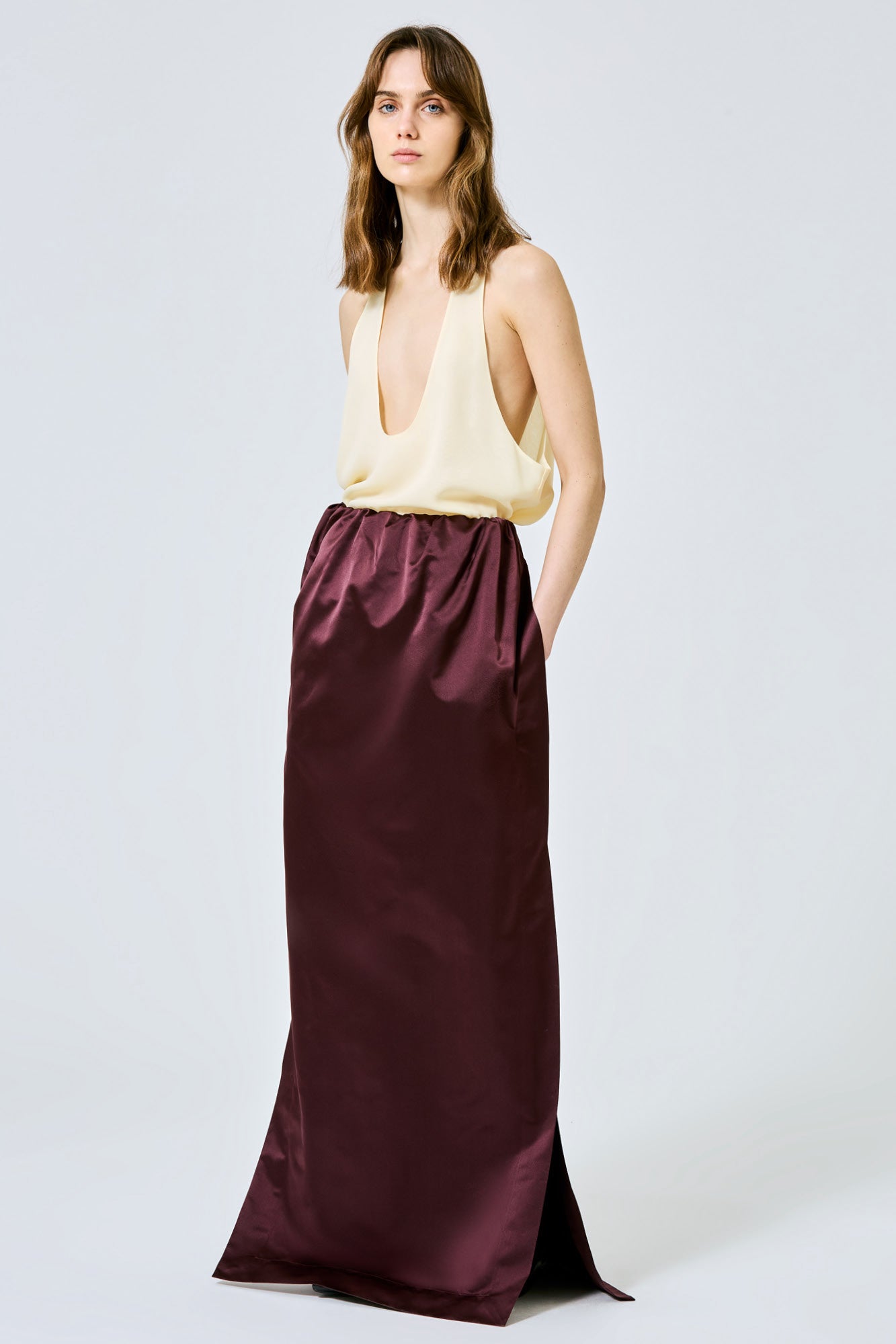 Sa Su Phi Gilda gonna lunga seta duchesse bordeaux