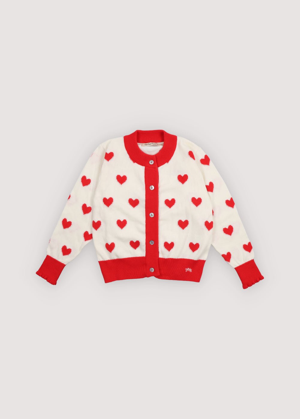 The New Society Maqui cardigan cuori rossi cotone
