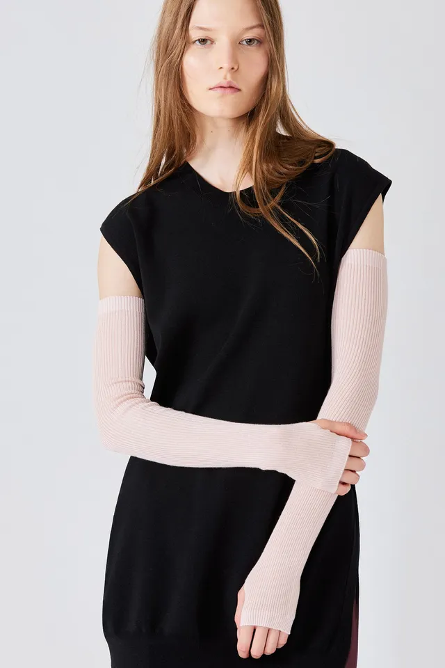 Sa Su Phi guanti cashmere seta rosa lunghi