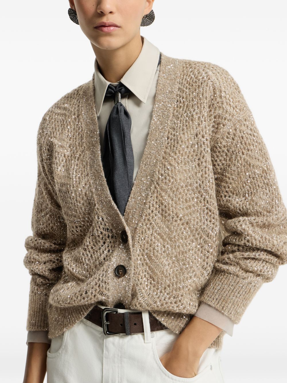 Brunello Cucinelli MRG562506 cardigan donna marrone