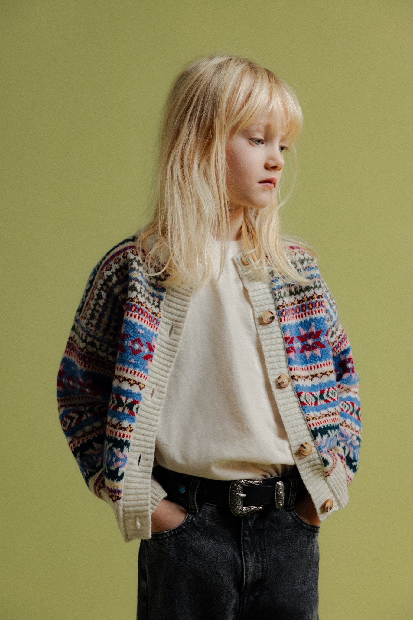The New Society Caia Cardigan lana jacquard multicolore