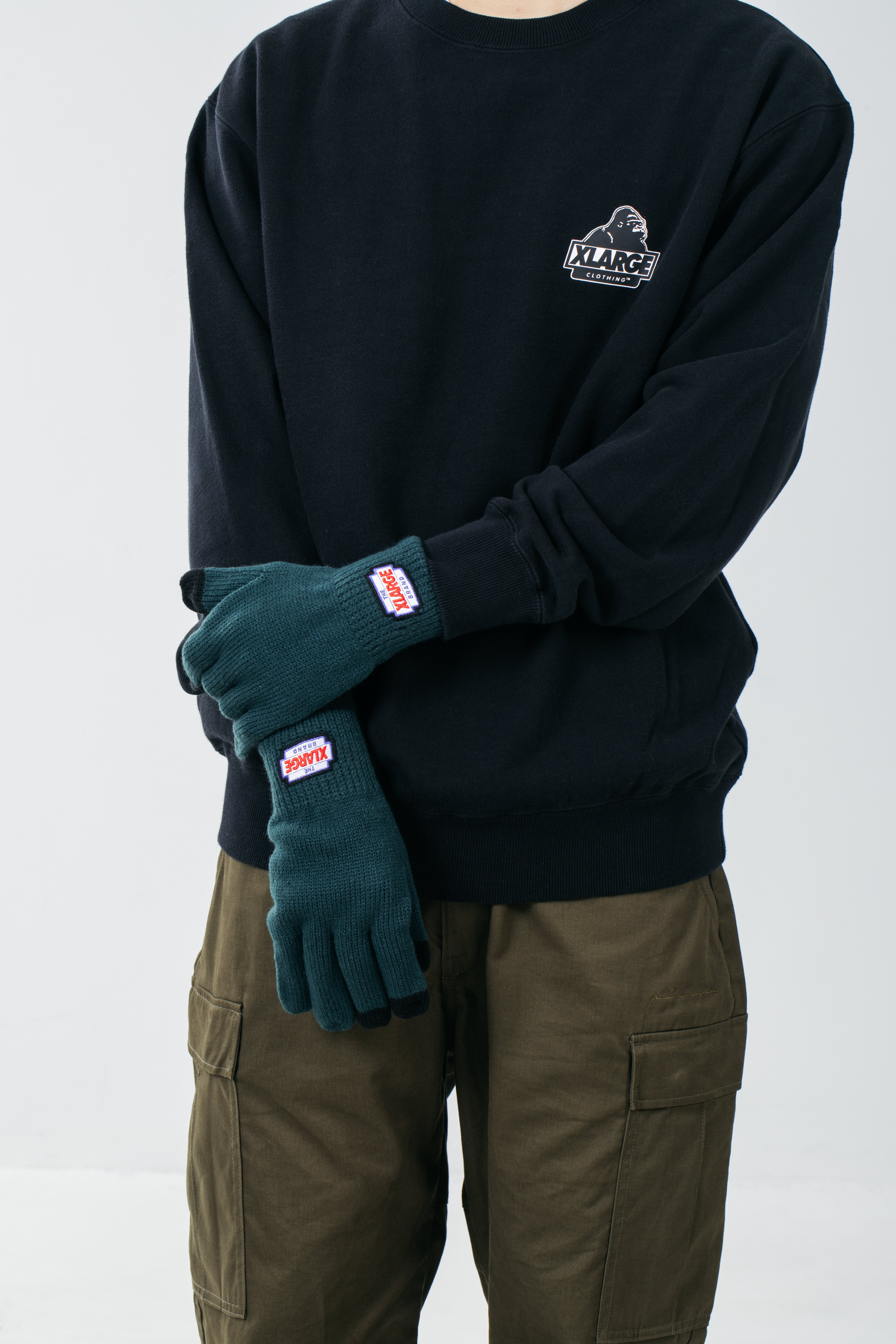 X-Large Emblem Logo Glove guanti neri taglia unica