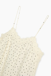 The New Society Polka top donna pois in viscosa con pizzo