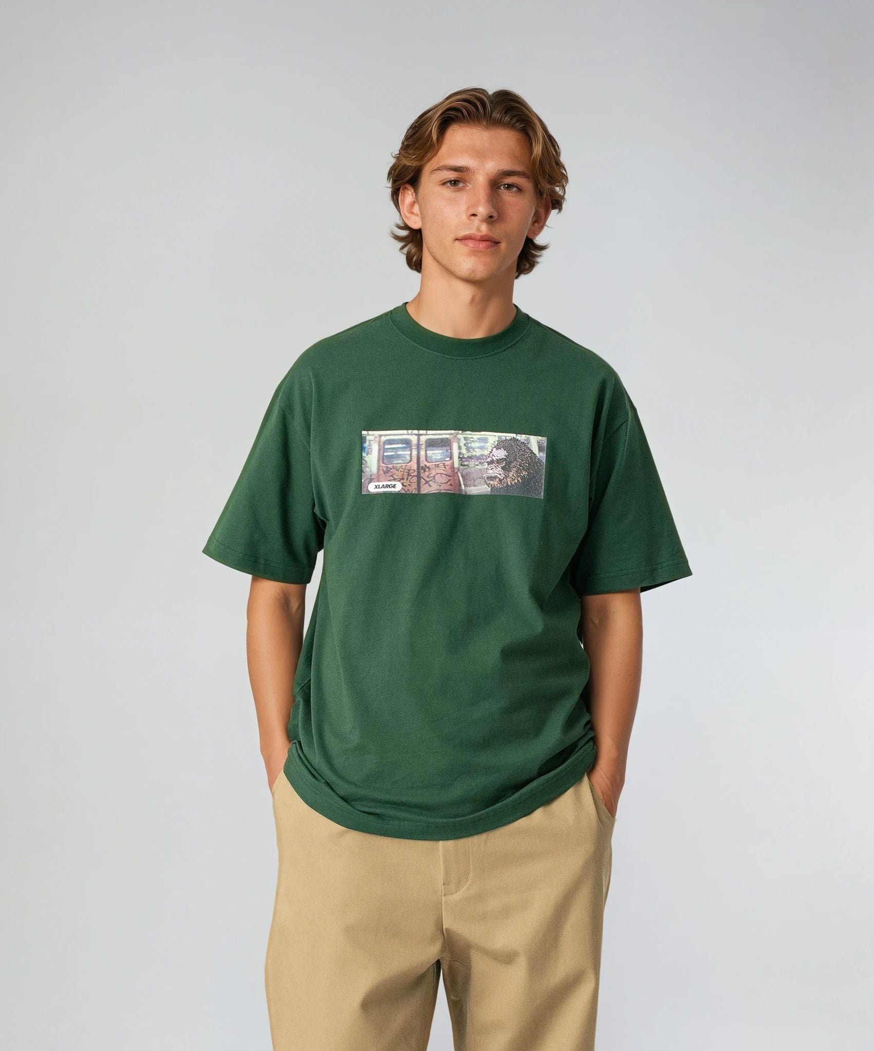 X-Large Subway maglietta verde cotone maniche corte