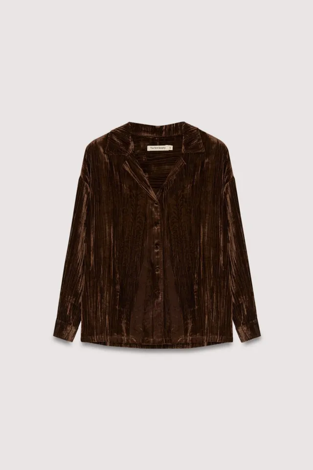 The New Society Brenda camicia donna marrone velluto