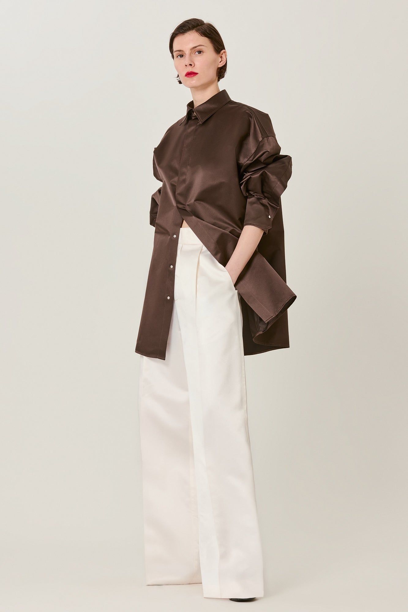 Sa Su Phi Valentina camicia seta duchesse marrone