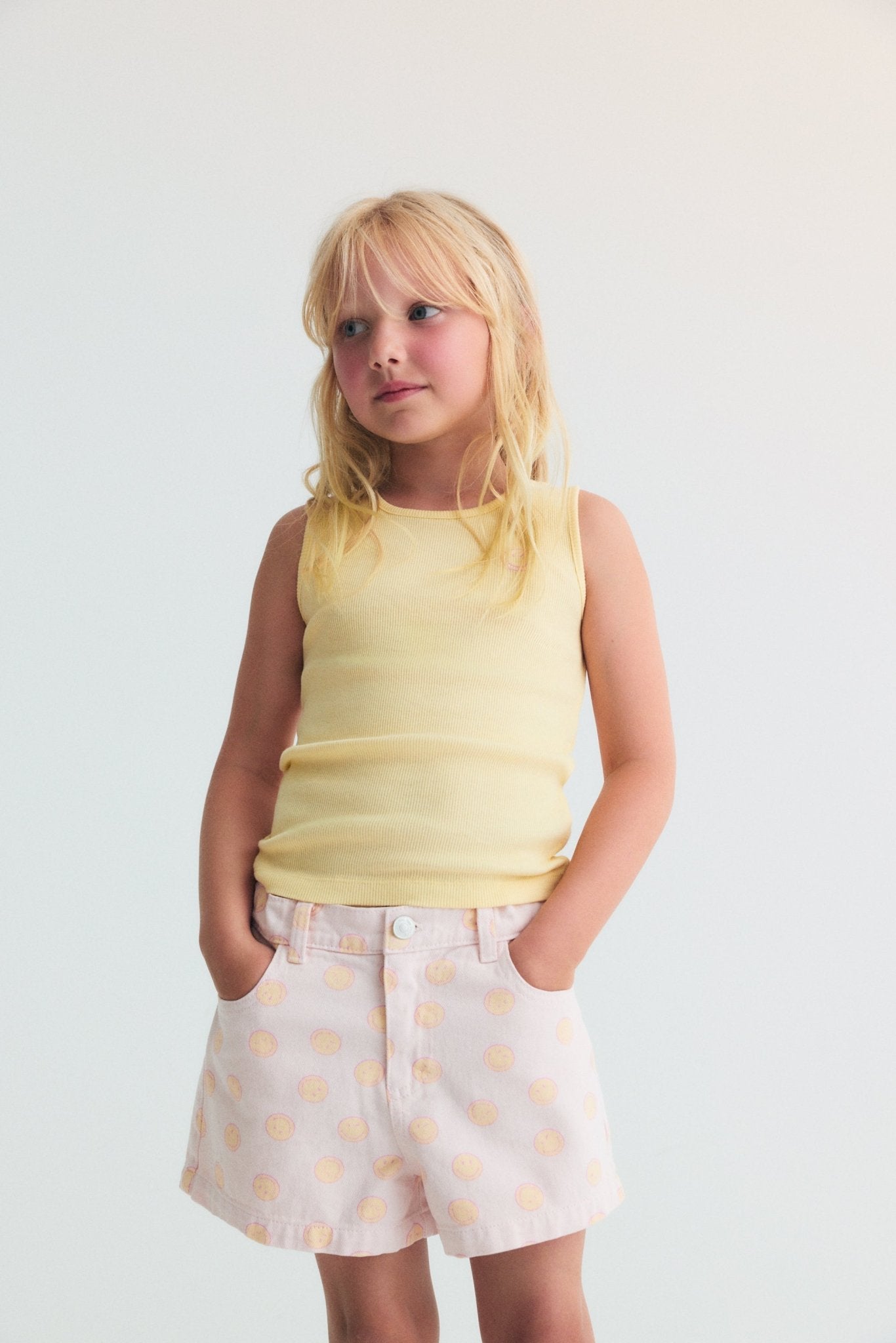 The New Society SmileyWorld Denim Short Smiley Print pantaloncini cotone