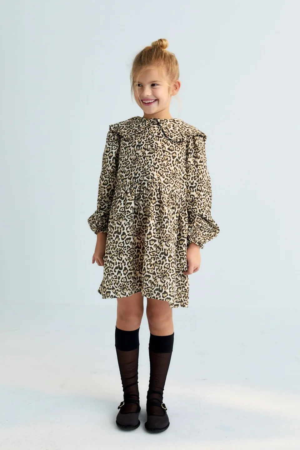 The New Society Nelia vestito bambina leopardato garza