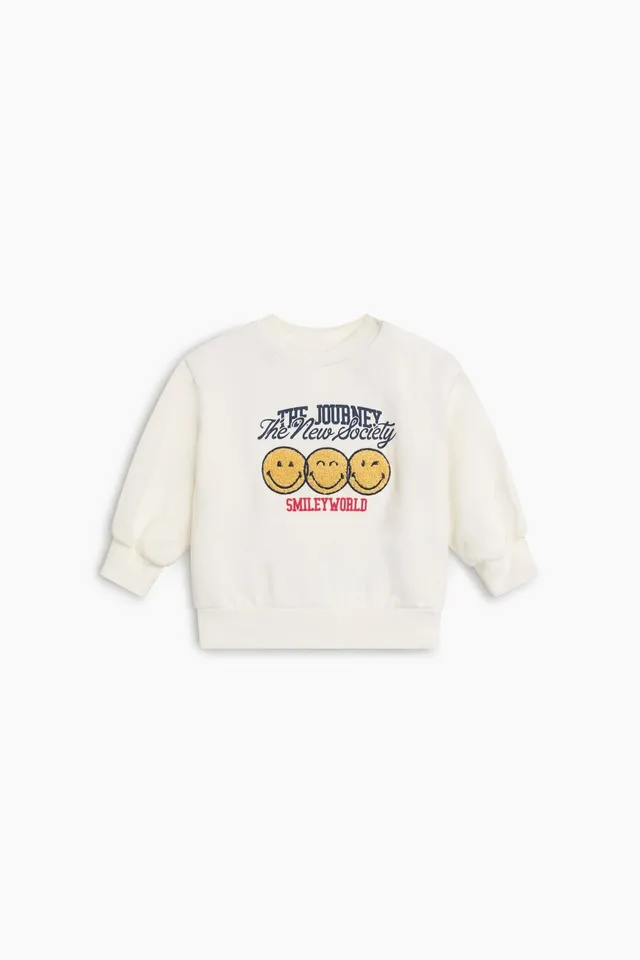 The New Society Smiley felpa neonato cotone bianco