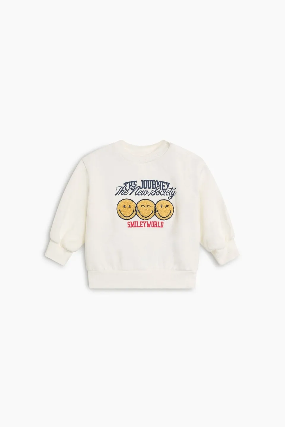 The New Society Smiley felpa neonato cotone bianco