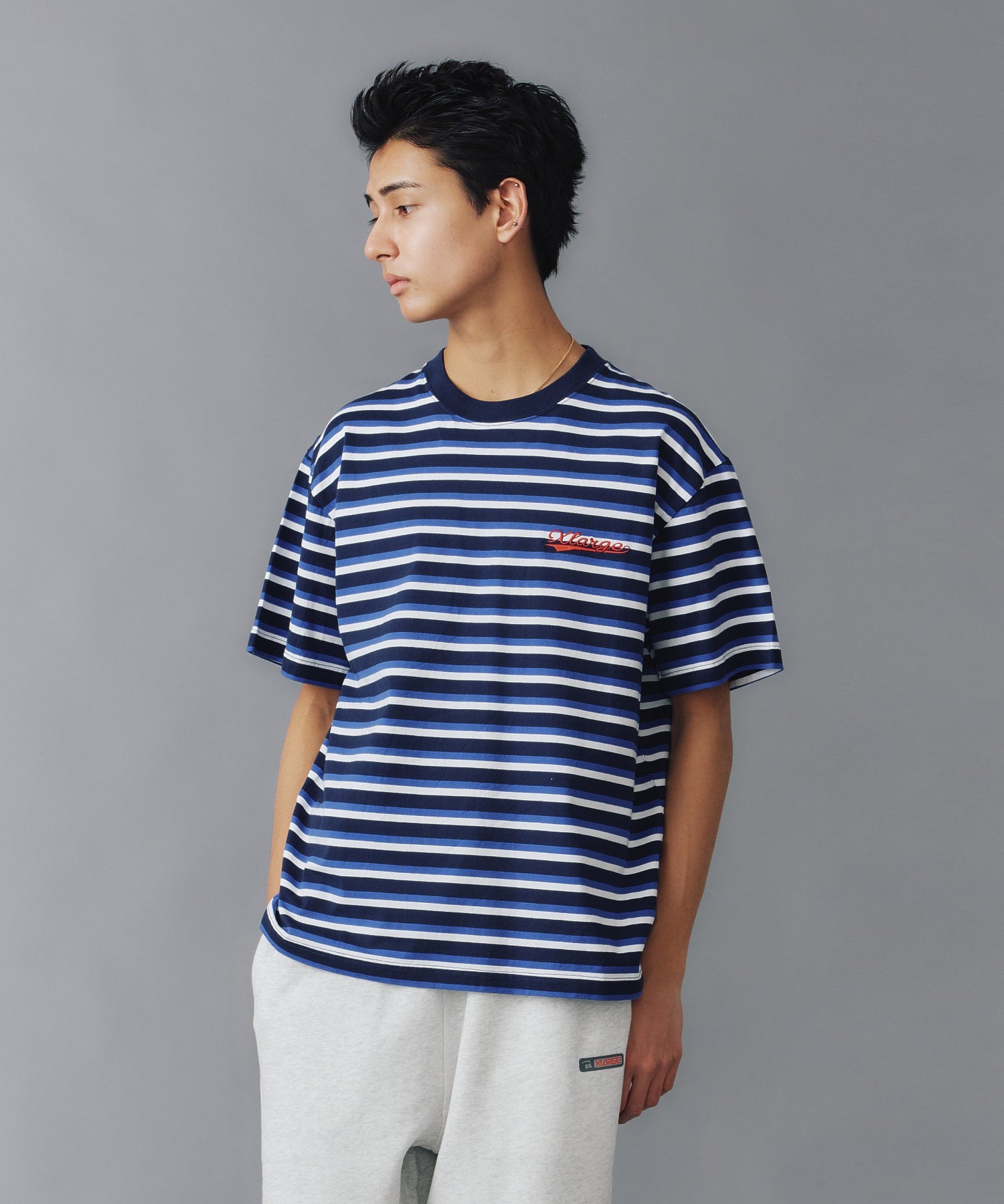 X-Large Baseball Logo Striped S/S Tee maglietta a righe