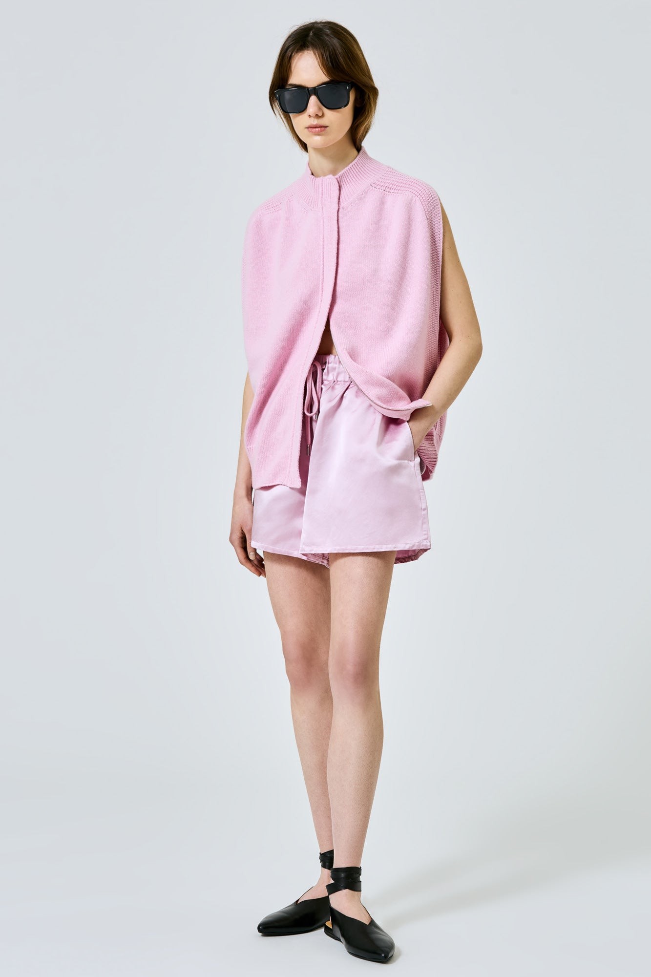 Sa Su Phi Matilda cardigan senza maniche cashmere rosa