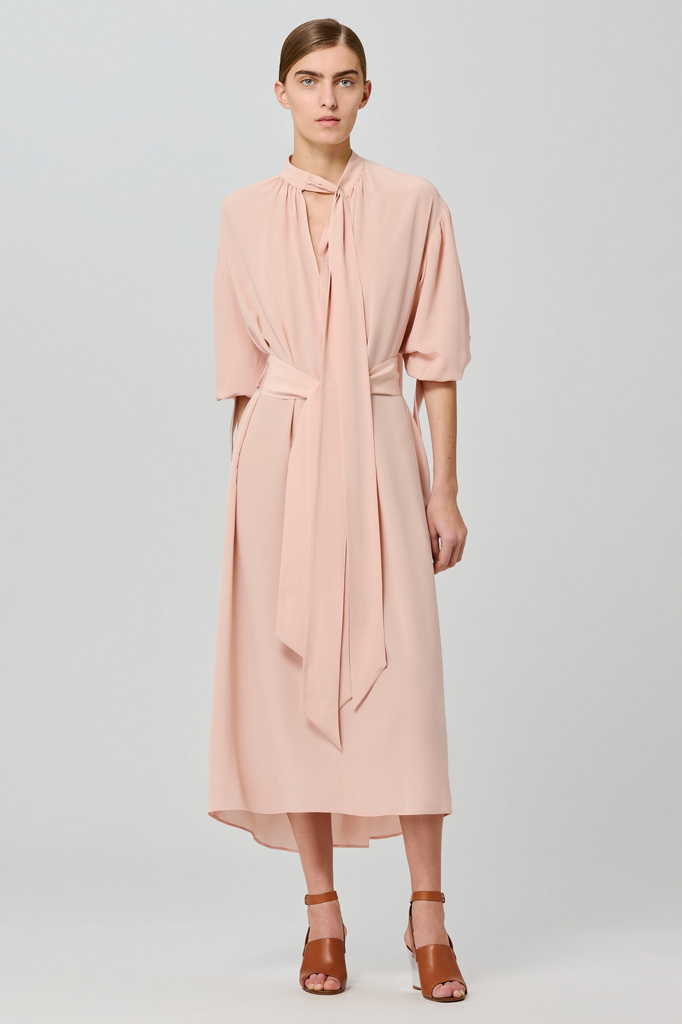 Sa Su Phi Susanna vestito lungo crepe rosa