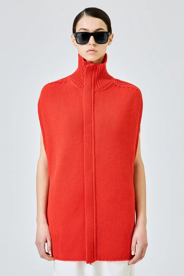 Sa Su Phi Matilda cardigan cashmere rosso senza maniche