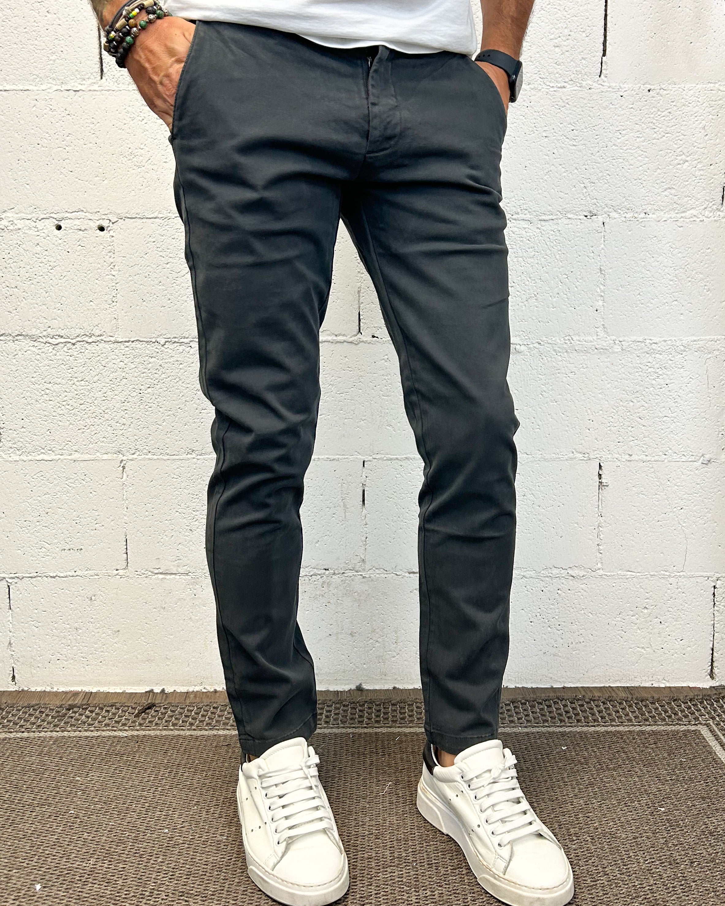 ONLYONE GIANNI LUPO Tahoma chino slim grigio scuro
