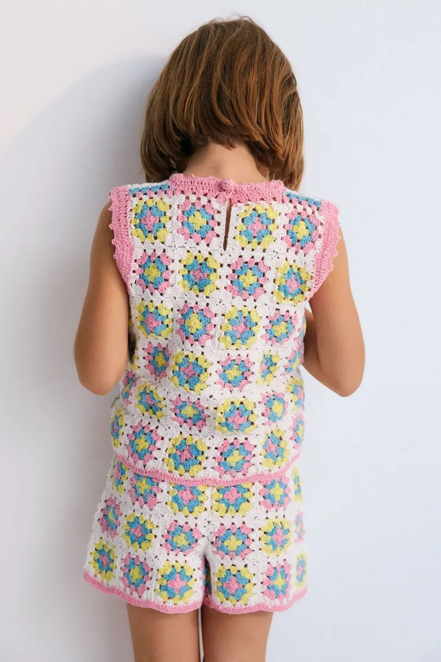 The New Society Nikaia Short pantaloncini bimba rosa uncinetto