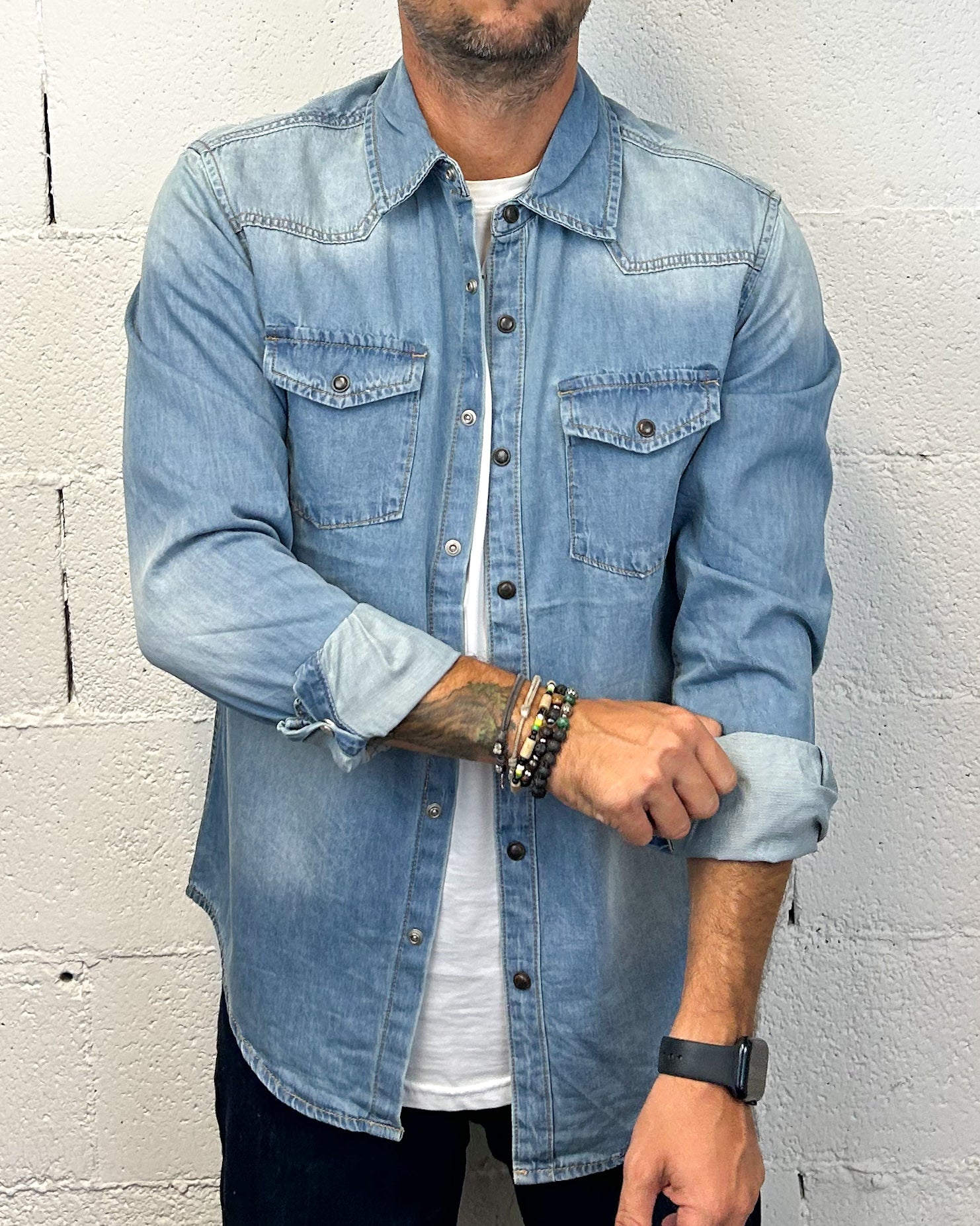 Gianni Lupo Light camicia jeans chiara regolare
