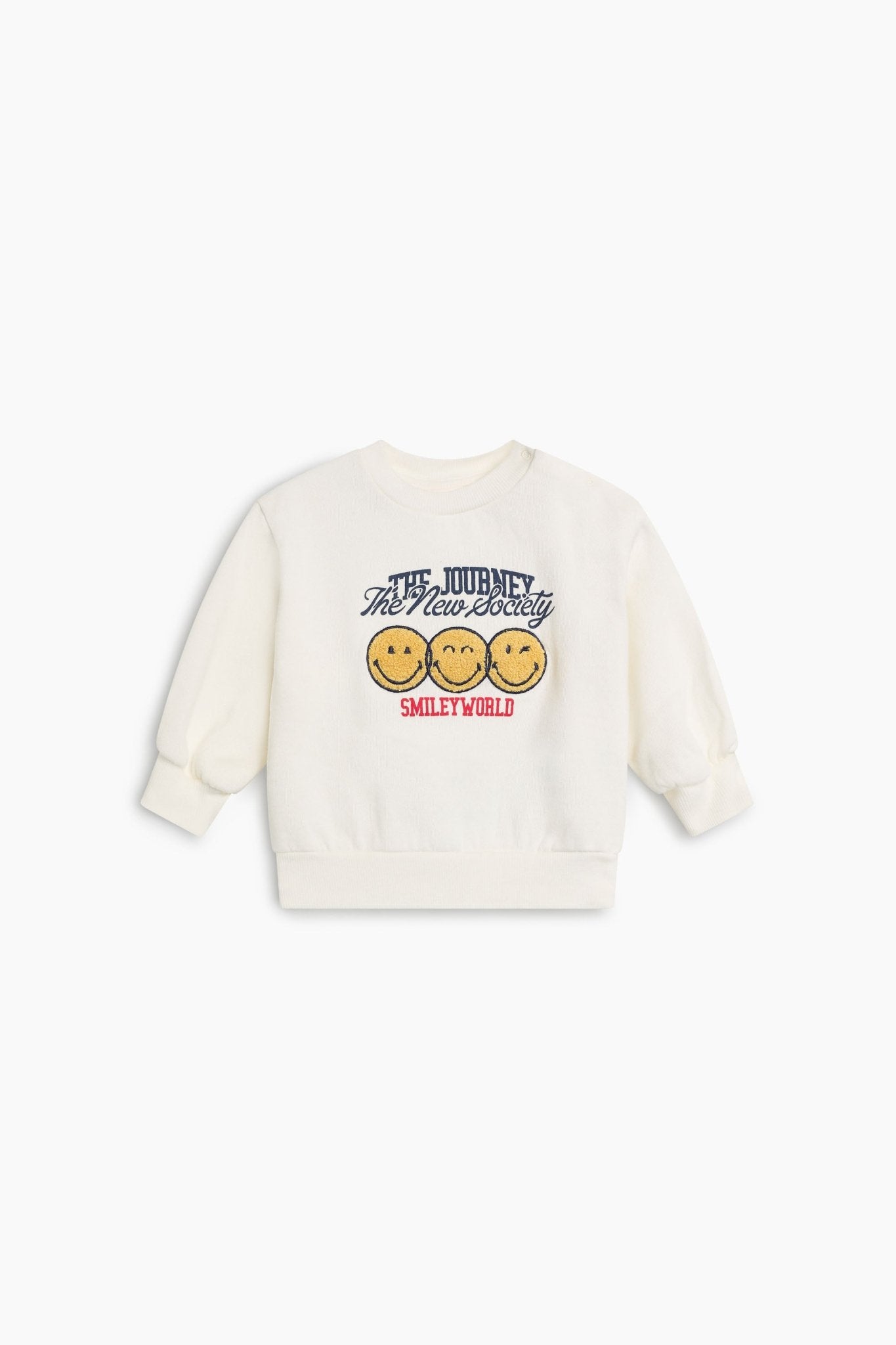 The New Society Smiley felpa neonato cotone bianco