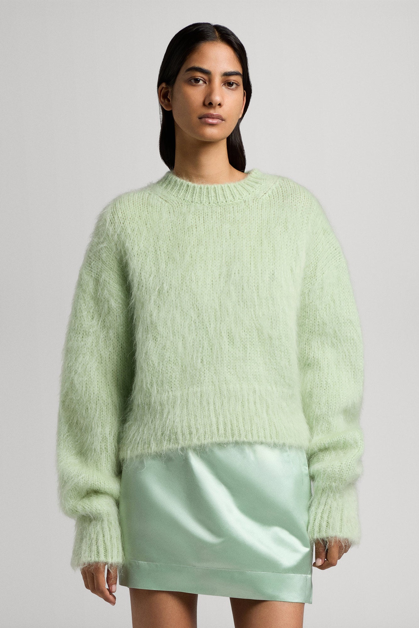 Sa Su Phi Maglione Cropped Collo Tondo mohair verde menta