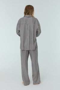 The New Society West camicia donna blu navy righe Tencel