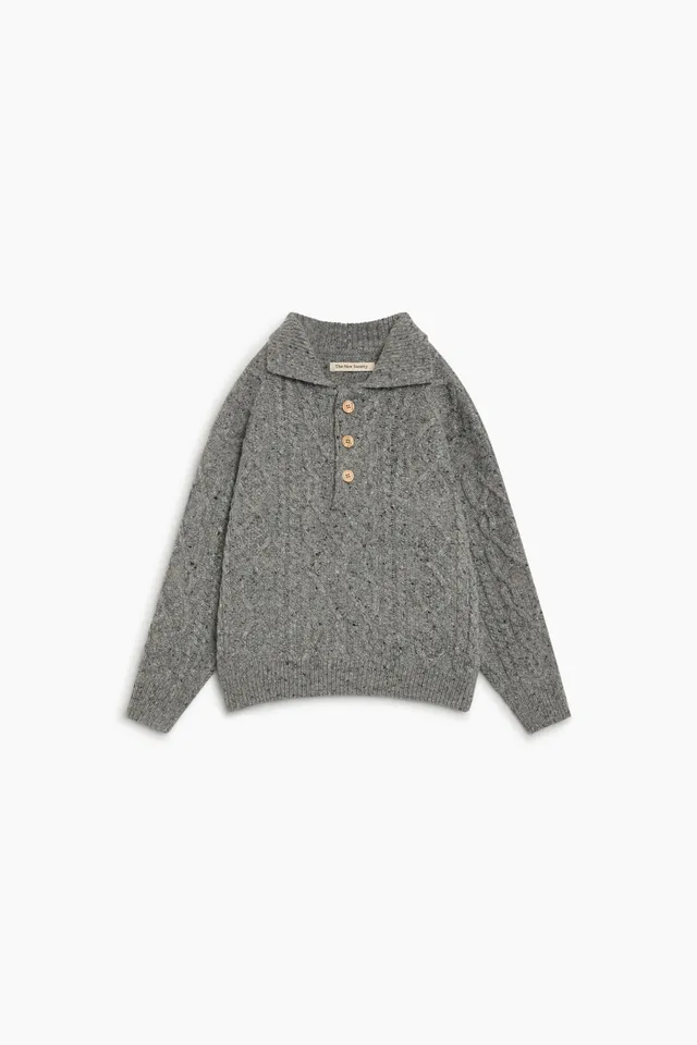 The New Society Solin Polo donna lana grigio melange caldo
