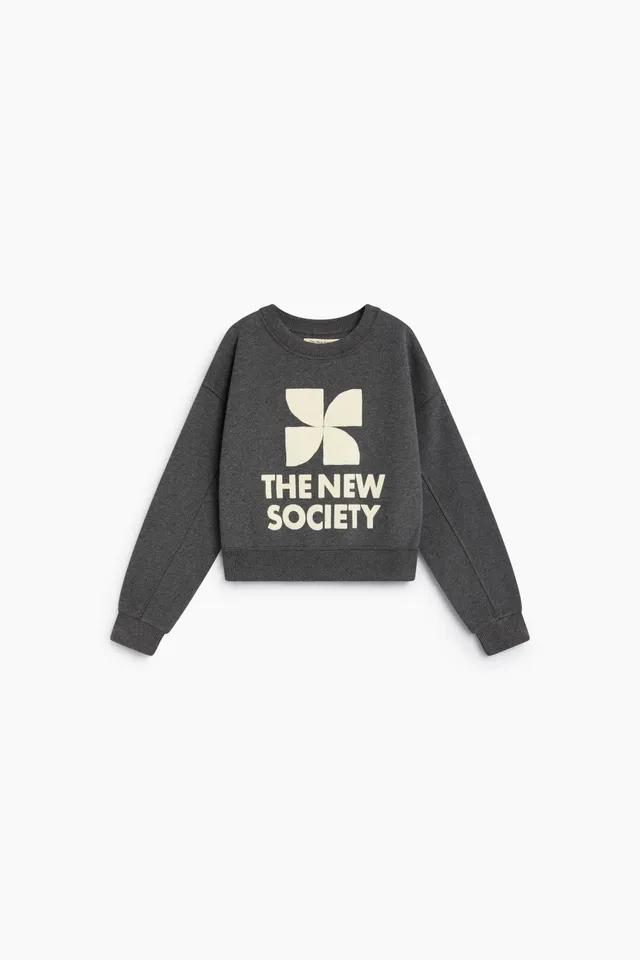 The New Society TNS Logo felpa ragazzo grigia cotone