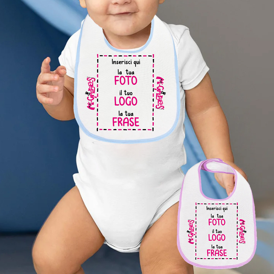 Mr. Gadgets Foto e Scritta bavaglino neonato personalizzato strappo
