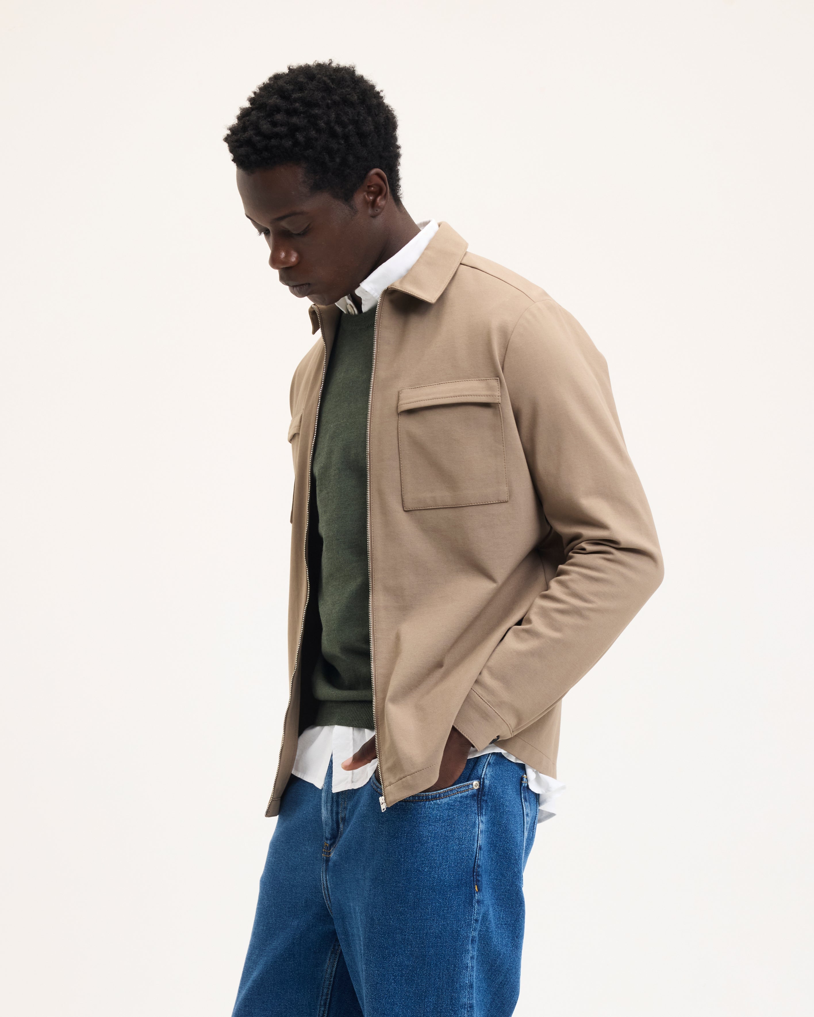 GOODPEOPLE Lavi camicia jersey Mocca elasticizzata