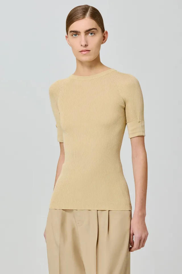 Sa Su Phi top girocollo cashmere seta giallo