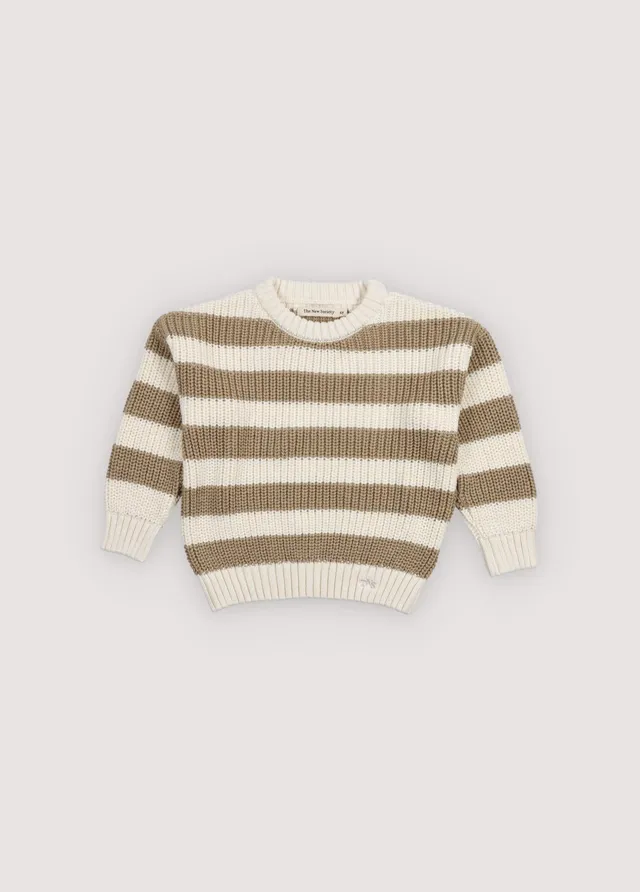 The New Society Lantana maglione Camel Sand righe cotone