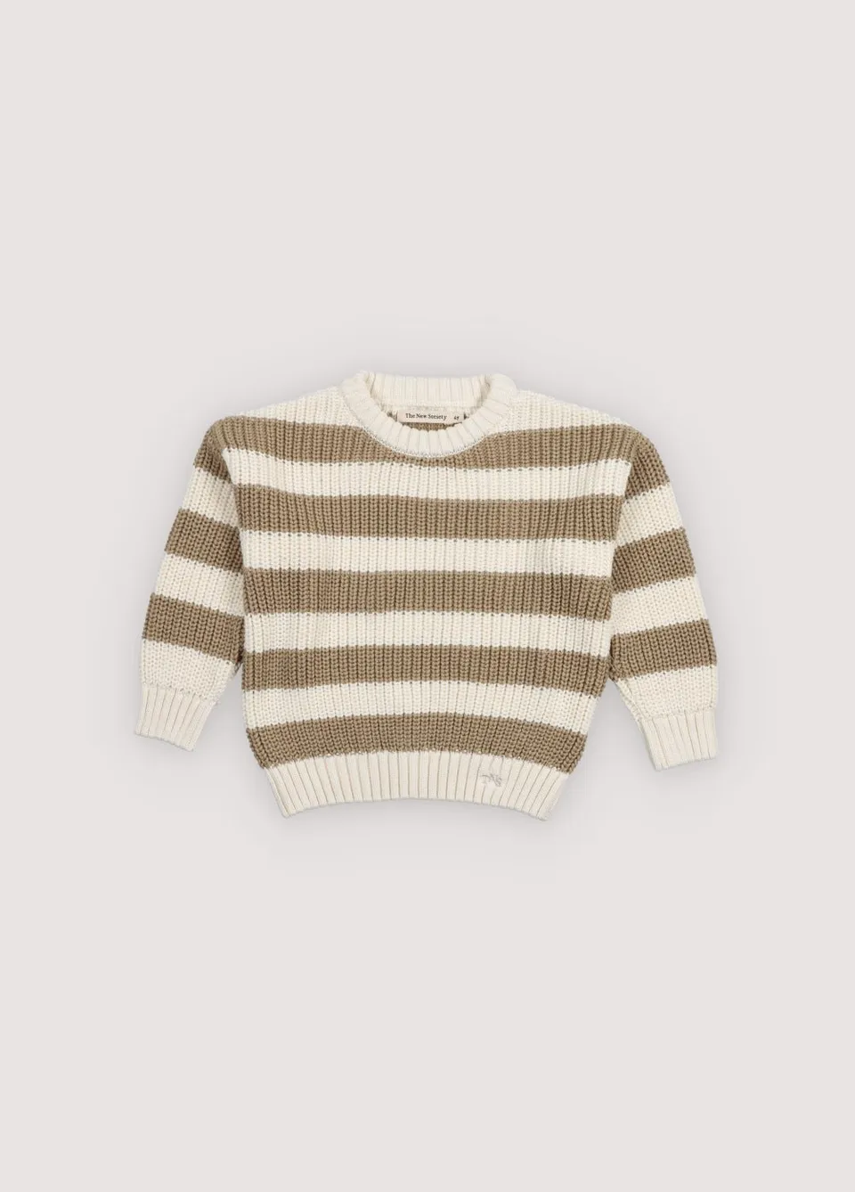 The New Society Lantana maglione Camel Sand righe cotone
