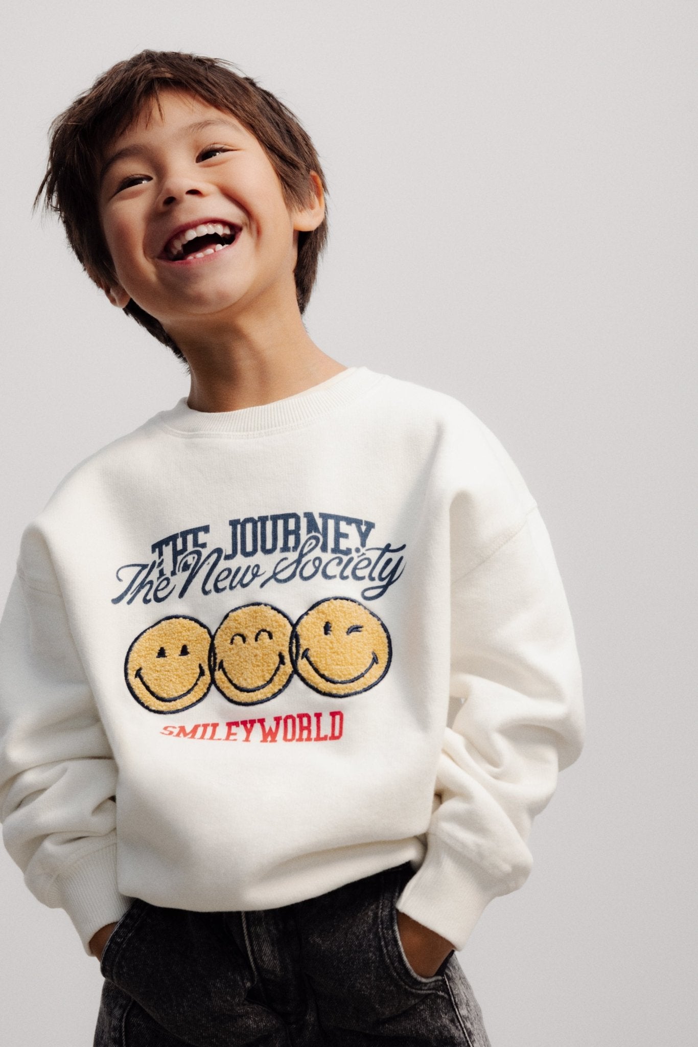 The New Society SmileyWorld felpa teen cotone bianca