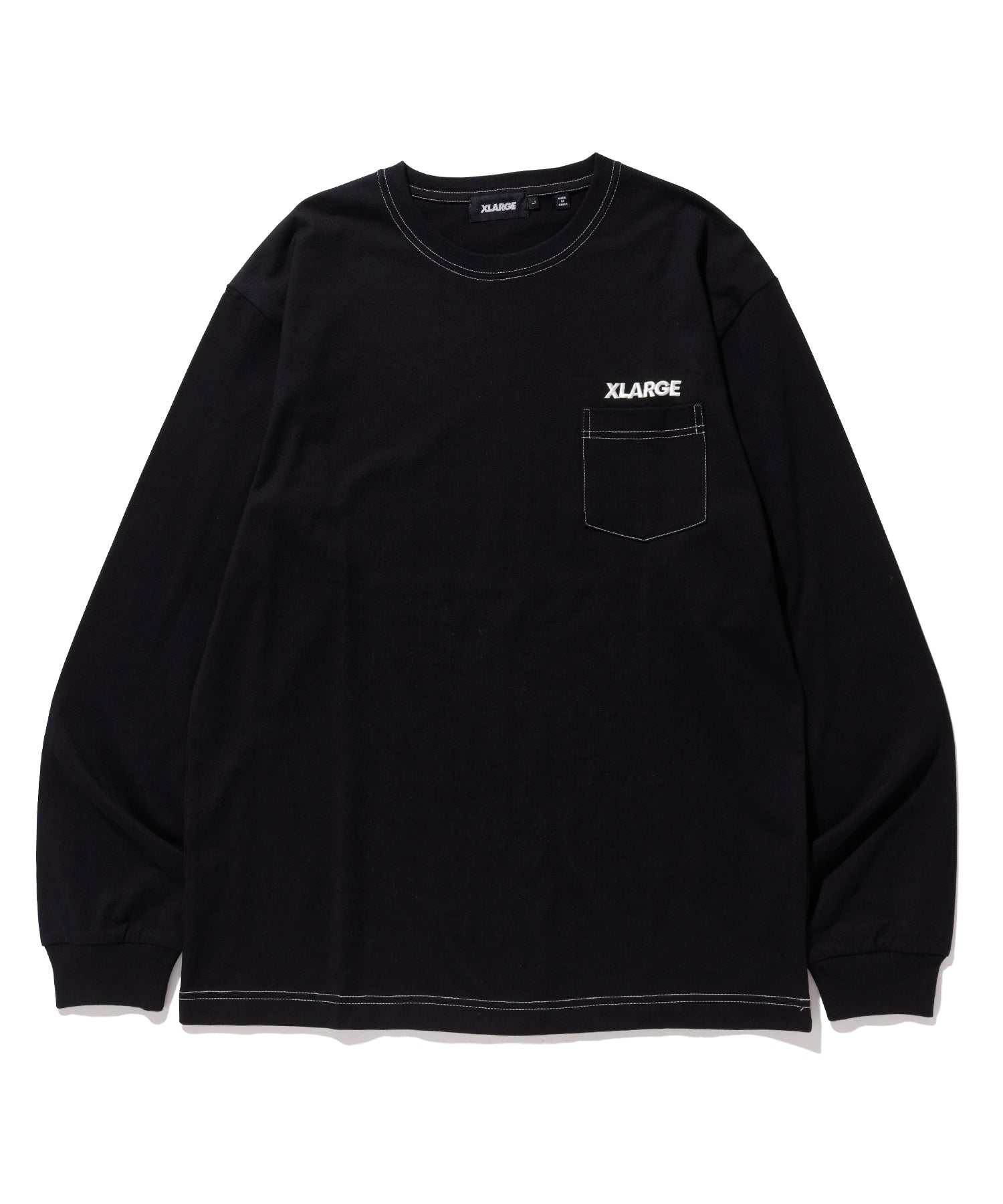 X-Large L/S Pocket Tee Contrast Stitch maglia bianca