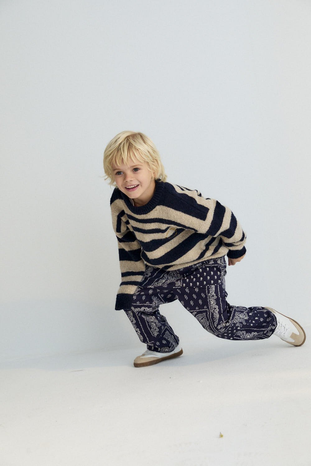 The New Society Luis Print pantaloni bambino flanella cotone